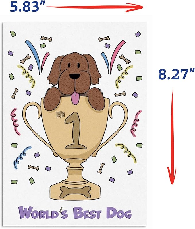 Poochie Post Edible Greeting Card for Dogs, Bacon-Flavored Dog Treat Gift with Edible Ink Pen, "World's Best Dog" Design, Gluten & Grain Free, Made in USA