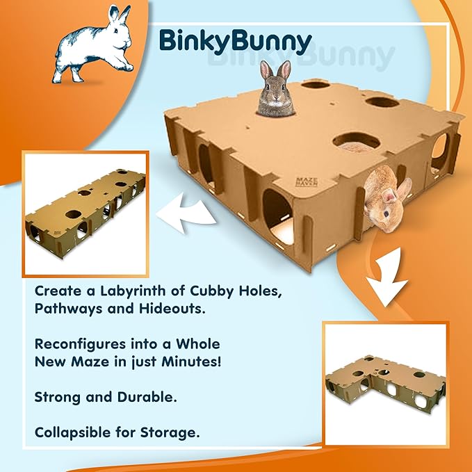 BINKYBUNNY Maze Haven - Rabbit Houses, Bunny Toys, Guinea Pig Castle, Chinchilla Playhouse
