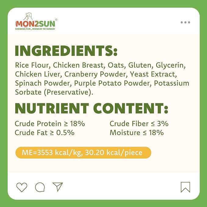 MON2SUN Low Fat Crunchy Training Treats for Small Dogs, 2 Inch Baked Bones with Chicken, Oats & Cranberry, 21.16 oz (70 Count)