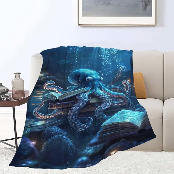 Octopus Throw Blanket Ocean Octopus Stuff Gifts for Kids Girls Boys Adults Women Man Soft Cozy Warm Plush Fluffy Fuzzy Fleece Blanket Decor 40''X50''