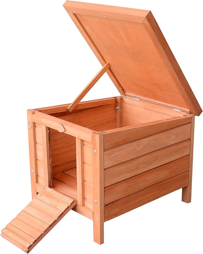 PawHut Small Wooden Rabbit Hutch Bunny Cage Guinea Pig Cage Duck House Dog House with Openable & Waterproof Roof, Natural