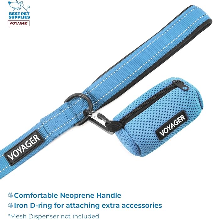Best Pet Supplies Voyager Step-in Lock Pet Harness w Reflective Pet Leash Combo Set with Neoprene Handle 5ft - Supports Small, Medium and Large Breed Puppies/Cats - Baby Blue Set, XXXS