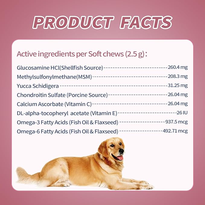 Senior Dog Hip & Joint Supplement – Chicken Flavor Soft Chews with Glucosamine, Chondroitin, MSM, Yucca & Dual Omega 3-6 – Daily Multivitamin for Mobility & Vitality – ZOAPETAL