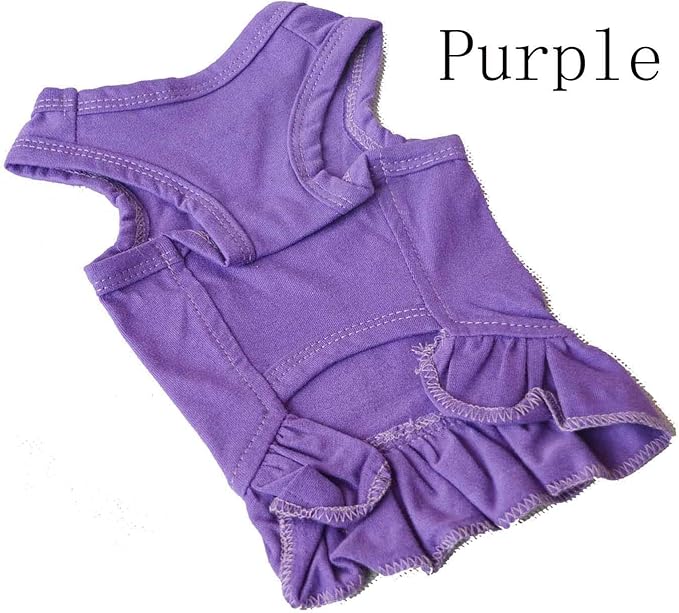 Pet Clothes Small Dog Clothing Blank Color Sport Dress T-Shirts Tee Dresses Tanks Top for Small Size Female Dogs Summer Spring Pet Costumes 100% Cotton (XL, Purple)