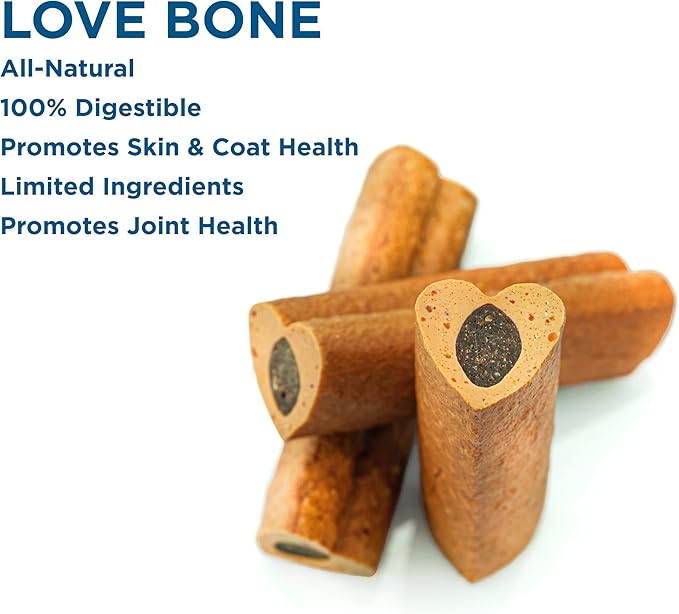 Best Bully Sticks Love Bones - 6 Count (Pack of 1) | Heart-Shaped Chicken Chews for Dogs | Rawhide-Free Dog Treats | High Protein | Easy to Digest | Chew Sticks for Small, Medium, Large, Puppy