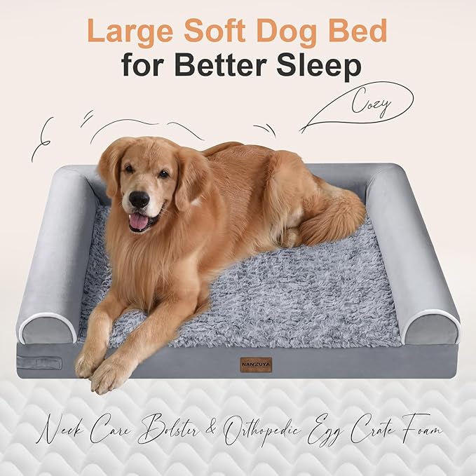 Medium Dog Bed Orthopedic Washable: Beds Bolster Medium Sized Dogs Bed Egg Crate Foam Couch Sofa Waterproof with Removable Cover
