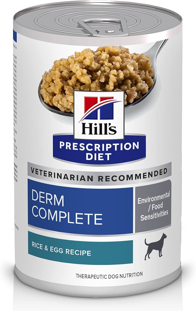 Hill's Prescription Diet Derm Complete Environmental/Food Sensitivities Wet Dog Food, Rice & Egg, 13 oz. Cans, 12-Pack