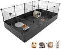 Tresbro Guinea Pig Cage with Waterproof PVC Bottom Liner & One-Hand Release Hook, Triple Fixing C&C Cage for Guinea Pigs, Bunny, Rabbit, Hedgehog, Small Animal Indoor Playpen 48''L x 24''W x 16''H