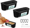 PIREKZUNT 2 Pack Chicken Duck Feeder, Poultry Feeders and Waterers, Hanging Goat Feeder, Livestock Feeding Container, Feed Trough and Waterer Bucket with Clips(Black)