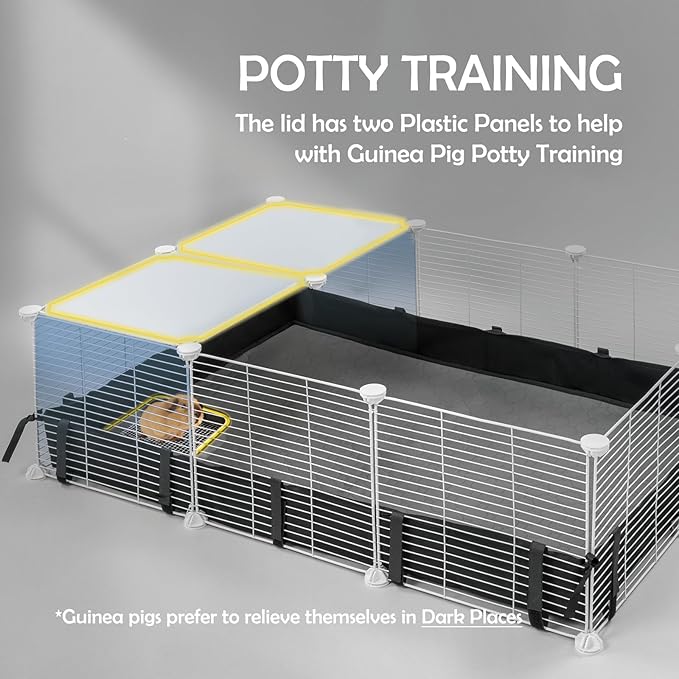 MEEXPAWS Guinea Pig Cages Small Animal Playpen with Waterproof PVC Liner & Washable Pee Pad & Storage Space, C&C Cage for Guinea Pigs, Hedgehog, Hamsters, Ferrets,Indoor Enclosure Wire Yard Playpen