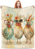 Funny Chicken Blanket, Gifts for Women, Cute Chickens Farm Animal Soft Lightweight Throw Blankets for Kids Girls, Travel Bed Living Room Decor, 60x80in