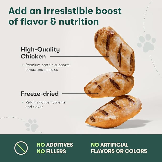 Jinx Premium Freeze-Dried Dog Food Toppers, Chicken on Top - Healthy & Natural Meal Toppers for Dogs with Real Chicken with Real Ingredients & No Fillers - Pet Products for All Lifestages - 3oz