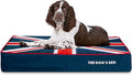 The Dog’s Bed Orthopedic Memory Foam Dog Bed for Large Dogs, Waterproof Washable Cover, Anti-Slip Base, Calming Surface – CertiPUR-Certified Foam, Blue & Red Trim UK Center Flag, 6 Inch Thick