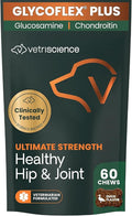 VetriScience Ultimate Strength Healthy Hip & Joint Chews, GlycoFlex Glucosamine, Chondroitin and Green-Lipped Mussel Joint Support Supplement for Dogs, Soothe Joint Discomfort, Duck, 60 Count
