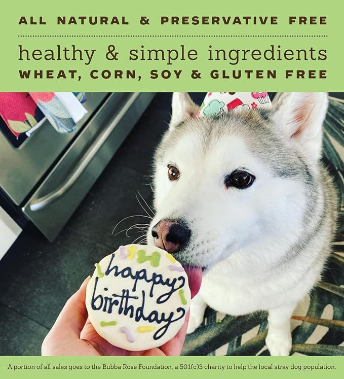 Bubba Rose Biscuit Company: Green Dog Birthday Baby Cake - Crunchy Biscuit Texture - Natural Gourmet Pet Treat - Dog Cake - 3 inch 1 Count - Made in The USA