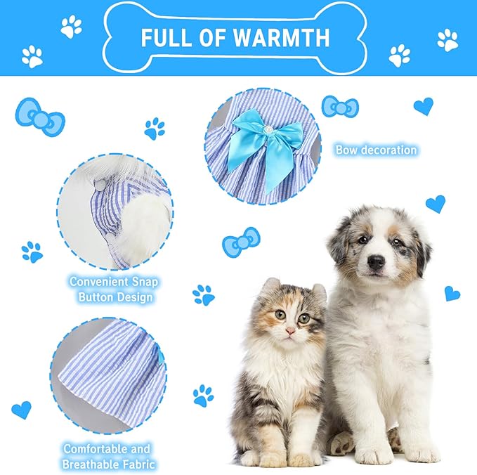 TAPBULL Dog Dresses, Fashionable Pet Dog Clothes, Cute Cat Birthday Dress Outfit (Blue/Red/Pink/Pink-Blue/Yellow-Blue 5-Pack), Medium