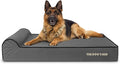 The Dog’s Bed Orthopedic Memory Foam Dog Bed with Headrest, Calming Surface – CertiPUR-Certified Foam, Oxford Fabric, Grey with Black Trim, XL, 6-Inch