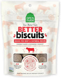 Open Farm Better Biscuits, Oven Baked Dog Treats with Probiotics, Grass-Fed Beef & Oatmeal Recipe, 8oz Pouch