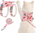 PAWCHIE Cat Harness and Leash Set Escape Proof with Bow Knot, Adjustable Kitten Vest Harness for Outdoor Indoor Use, Lightweight Soft Walking Travel Pet Harness for Medium Cats Boys Girls,Pink M