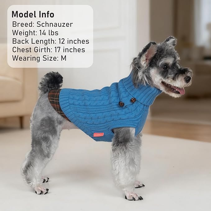 KYEESE Dog Sweater Stretchy Comfy Pet Coat for Fall Winter Cold Weather Soft Pullover Dog Sweaters for Small Dogs Male Warm Turtleneck Small Dogs Sweater