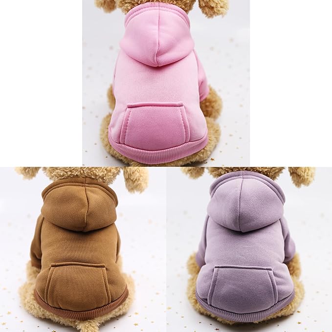 TAPBULL Dog Dresses, Fashionable Pet Dog Sweatshirt Clothes in Light Colors, Cute Cat Birthday Dress Outfit (Pink/Purple/Coffee 3-Pack), Small