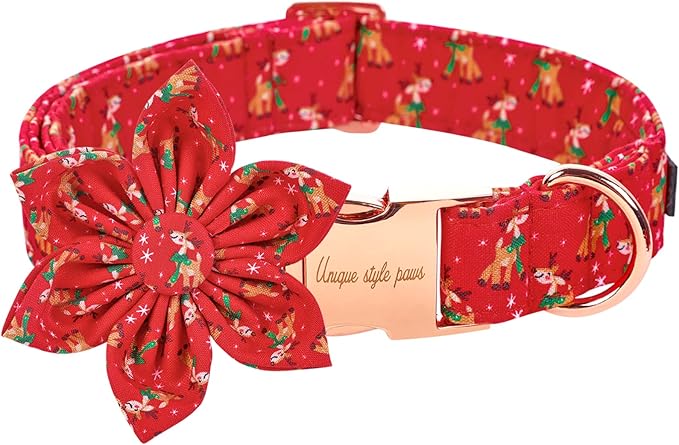 Unique style paws Cotton Dog Collar with Bow Puppy Collar with Red White Round Dot for Small Medium Large Boys Girls Dogs