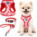SCENEREAL Valentines Dog Harness Collar and Leash Set, Step in No Pull Soft Mesh Pet Harnesses for Small Medium Dogs Puppy Cats, No Chock Reflective Vest Harness
