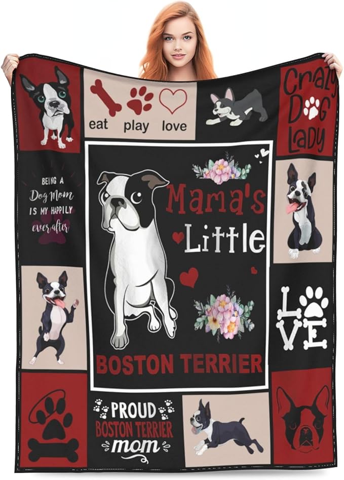 Boston Terrier Blanket Boston Terrier Gifts Throw Blankets Cozy Fleece Flannel Blanket Soft Warm Plush Lightweight Blanket Dog Gift for Couch Sofa Bed for Women Girls 60"X80"