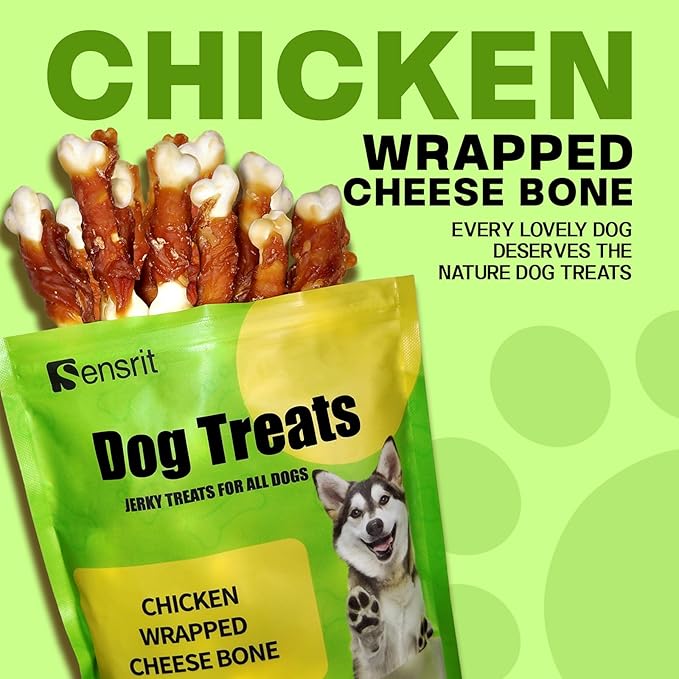 Chicken Wrapped Cheese Bone Twist Sticks Dog Treats - Crunchy, Protein Packed Snacks with Real Chicken & Cheese - Training Rewards for Small, Medium, Large Dogs