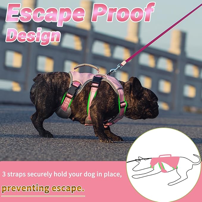 BELPRO Multi-Use Support Dog Harness, Escape Proof No Pull Reflective Adjustable Vest with Durable Handle, Dog Walking Harness for Big/Active Dogs (Pink, XL)