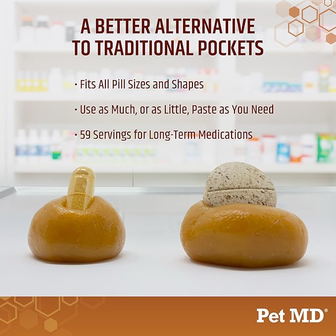 Pet MD Wrap A Pill Peanut Butter Flavored Pill Paste for Dogs - Make a Pocket to Hide Pills and Medication for Pets - 59 Servings (Pack of 2)
