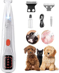 2026 New Pet Precision Trimmer, Dog Paw Trimmer with LED Light, Low Noise, IP68 Waterproof, Dual-Speed Motor, Suit for Trimming Paw, Ear, Face, Butt, Eyebrows, USB Rechageble (White Variant)