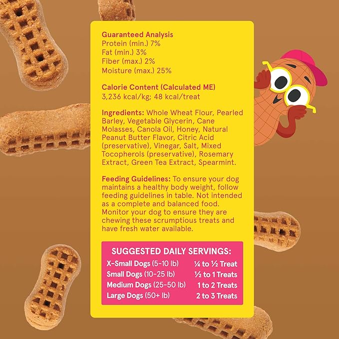 Barkbox Go Nutty - Soft-Baked Honey Peanut Treats with Natural Nutty Goodness, Nutritious Grains, No Corn, or Soy - 24oz Box