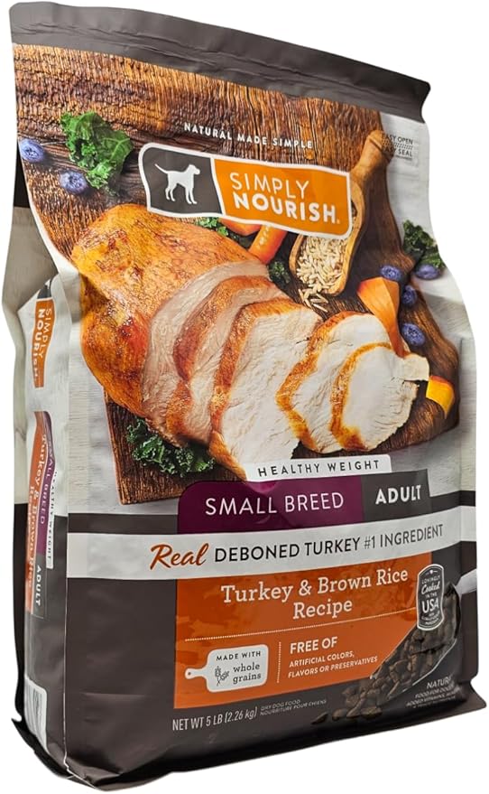 SIMPLY NOURISH Small Breed Adult Healthy Weight Turkey and Brown Rice Dry Dog Food, 5 Pound Bag