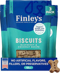 Finley's Crunchy Dog Biscuits, Blueberry and Coconut, Plant-Based Healthy Treats, Oven Baked Dog Cookies, 12oz, 3 Pack