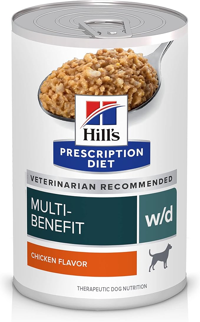 Hill's Prescription Diet w/d Multi-Benefit Digestive/Weight/Glucose/Urinary Management Wet Dog Food, Chicken, 13 oz. Cans, 12-Pack