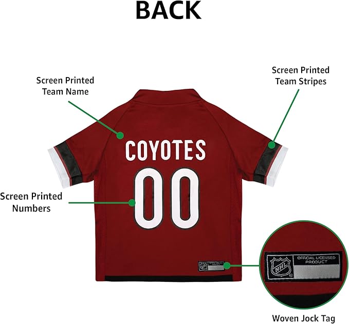Pets First NHL Arizona Coyotes Jersey for Dogs & Cats, Small. - Let Your Pet Be A Real NHL Fan!