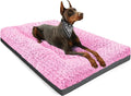 POCBLUE XL Dog Beds, Large Pet Bed for Crate, Washable Plush Dog Mat for Cages, Non-Slip Crate Pad for Outdoor/Indoor/Car Use, Comfy & Soft Kennel Pad for Dogs Up to 90 lbs, 41"x27", Pink