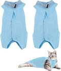 2PCS Blue Breathable Modal Cotton Cat Surgery Recovery Suit - Size M (Fits 4-8Kg), Elastic Lick-Proof Female Cat Onesie with Adjustable Collar, Pet Care for Spay Recovery & Weaning (M)