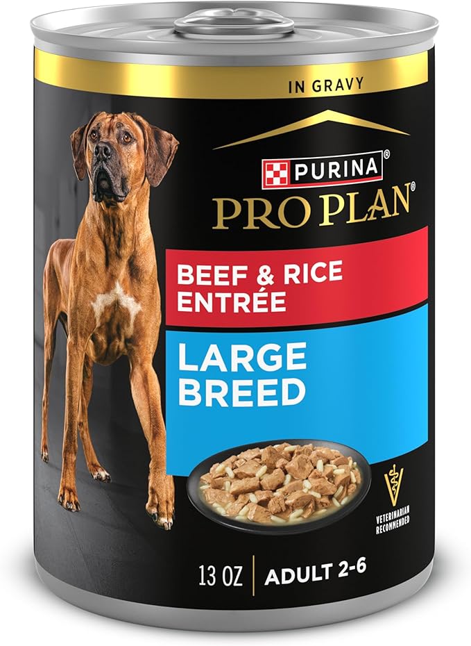 Purina Pro Plan Gravy Wet Dog Food for Large Dogs, Large Breed, Beef and Rice Entrée - (Pack of 12) 13 oz. Cans