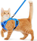 Cat Harness and Leash for Walking Escape Proof Soft Adjustable Cat Leash Breathable Comfortable Vest Easy to Wear Kitten Harness for Outdoor Travel (Blue, XS (4-6lb))