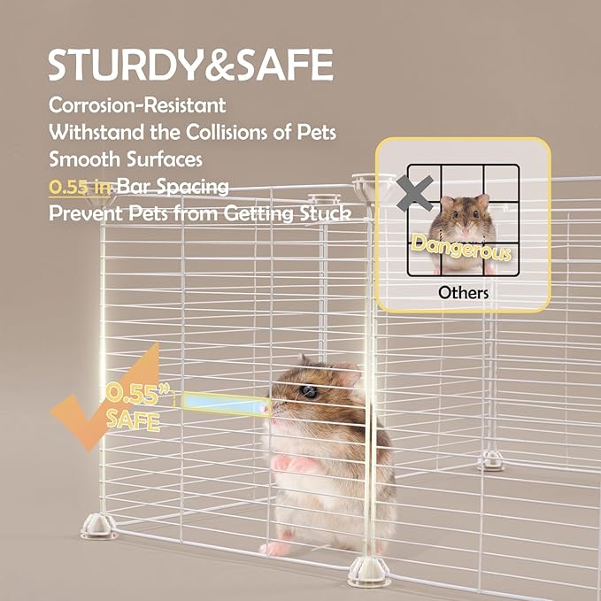 MEEXPAWS Guinea Pig Cages Small Animal Playpen with Waterproof PVC Liner & Washable Pee Pad & Storage Space, C&C Cage for Guinea Pigs, Hedgehog, Hamsters, Ferrets,Indoor Enclosure Wire Yard Playpen