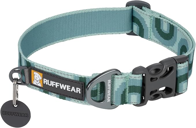 Ruffwear, Crag Dog Collar, Stylish Adventure Collar with Premium Reflective Design, Quick Release Buckle, Lightweight All-Day Comfort, Grassy Oxbow, 11"-14"