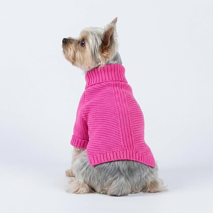 Fitwarm Valentines Dog Turtleneck Sweater, Dog Winter Clothes for Small Dogs Girl, Knitted Pet Coat, Cat Outfit, Hot Pink, XXL