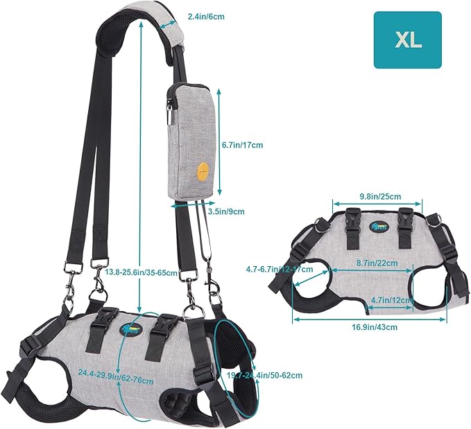 Ownpets Dog Sling Harness, Outdoor Sling Bag for Spine Protection, Whole Body Support, Support Vest to Assist Aged Dogs, Outdoor (XL)