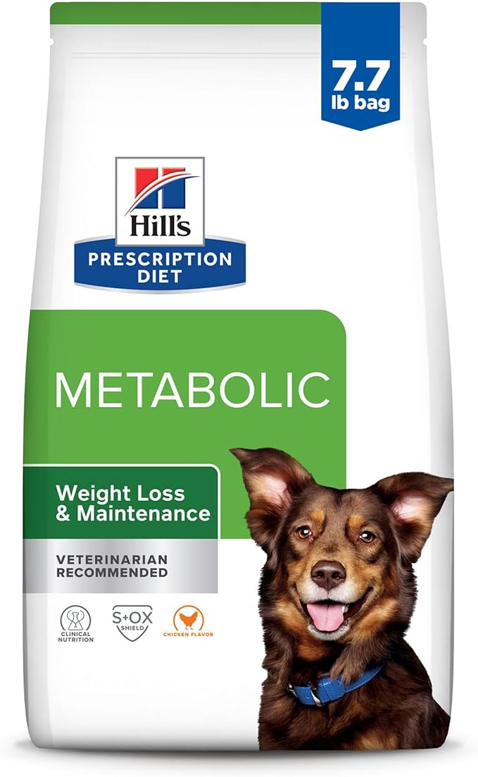 Hill's Prescription Diet Metabolic Weight Management Chicken Flavor Dry Dog Food, Veterinary Diet, 7.7 lb. Bag