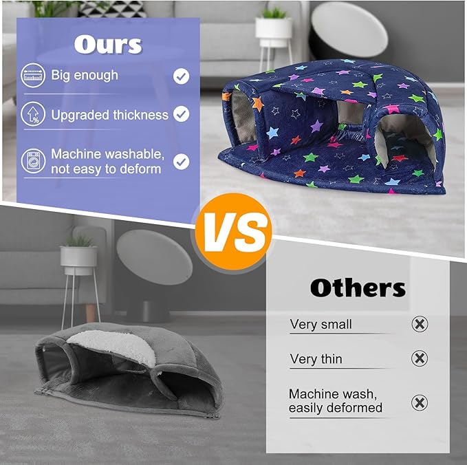 Unicorn Catcher Large Cozy Pet Bed & Tunnel - Warm & Washable, Suitable for Hamster, Chinchilla, Bunny
