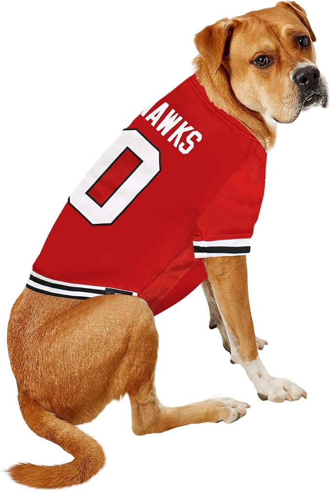 Pets First NHL Chicago Blackhawks Jersey for Dogs & Cats, Large. - Let Your Pet Be A Real NHL Fan!