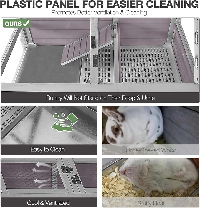 Guinea Pig Cages with Wheels, Large Hamster Cage with Anti-Chewing Ramp and Hideouts, Zinc Cool Plate, Plastic Floor, Deeper Leakproof Tray, Small Animal Cage for Indoor and Outdoor (Light Grey)