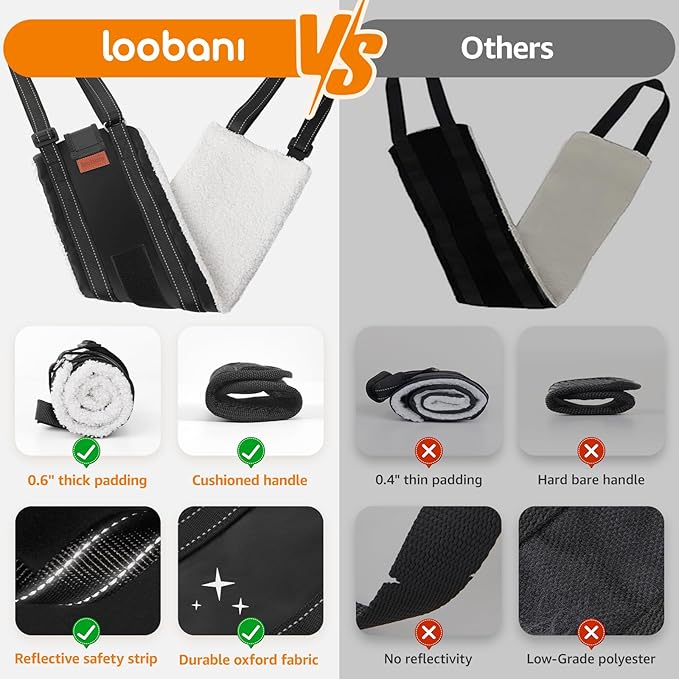 LOOBANI Dog Lift Harness for Back Legs, Portable Dog Sling for Large Dogs Hind Leg Support, Comfortable Leg Support Assistance for Elderly Dogs with Hip, ACL Brace, Senior, Injured